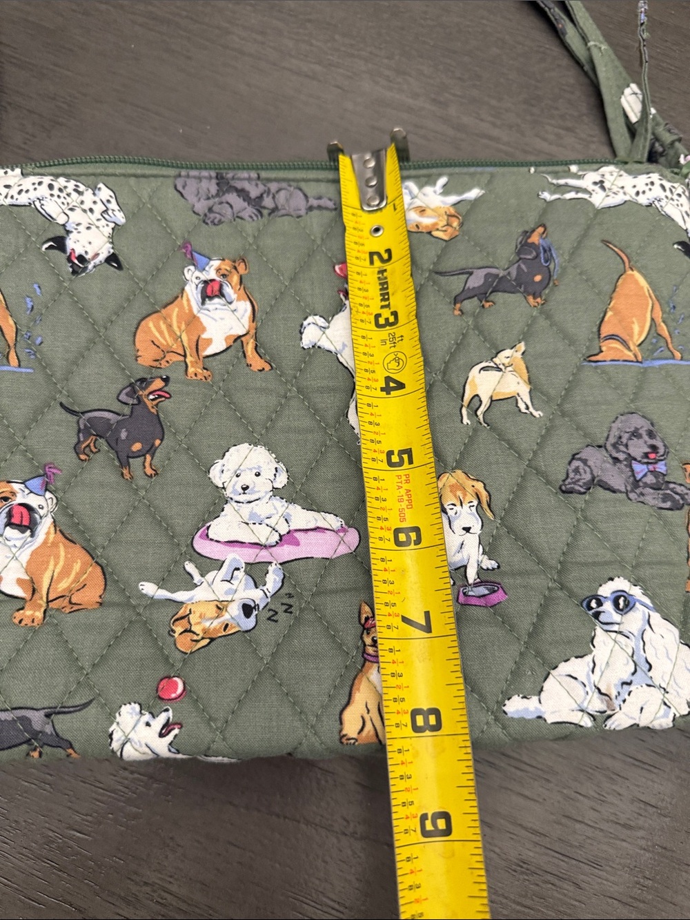 Vera Bradley Quilted Olive Dog Print Shoulder Bag - Picture 12 of 13